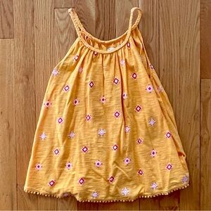 Old Navy Yellow Sleeveless Top with Pink and White Accents Pom Hem Girls Large